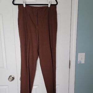 Talbots Women's Linen  Straight Leg Brown Pants